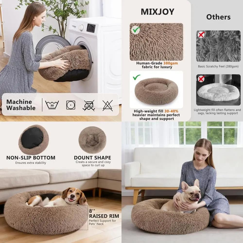 Cuccia Ortopedica Rotonda per Cani con Rivestimento Lavabile, Comodo Cuscino per Cani e Gatti, Disponibile in 36 Marrone