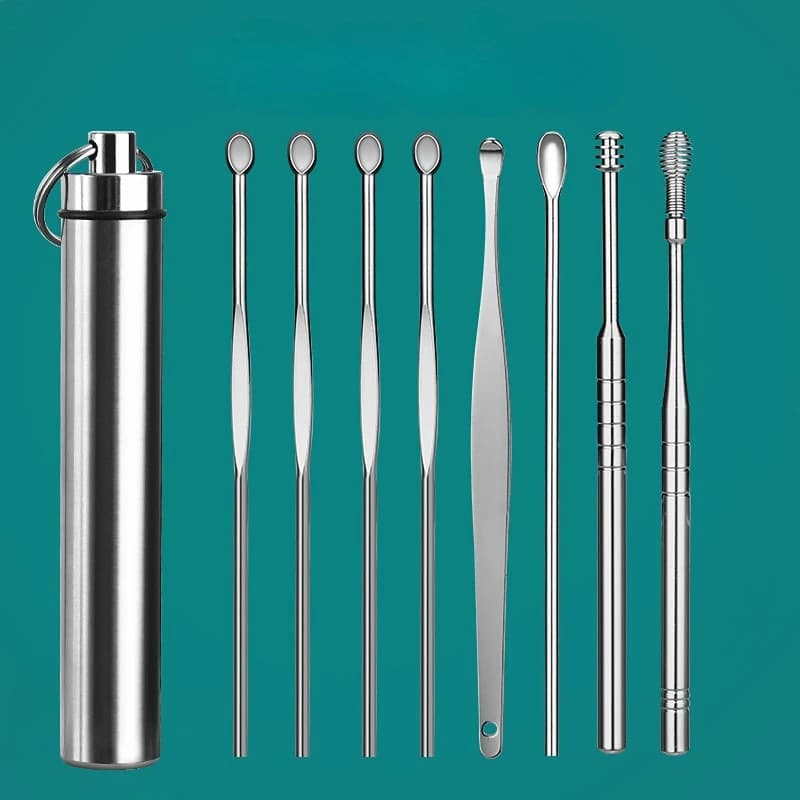 6/8PCS In Acciaio Inox Earpick Orecchio Cleaner Cucchiaio Cura Dell'orecchio Strumento di Pulizia Kit di Rimozione del Cerume Ear Pick Vax Remover Pulito Salute