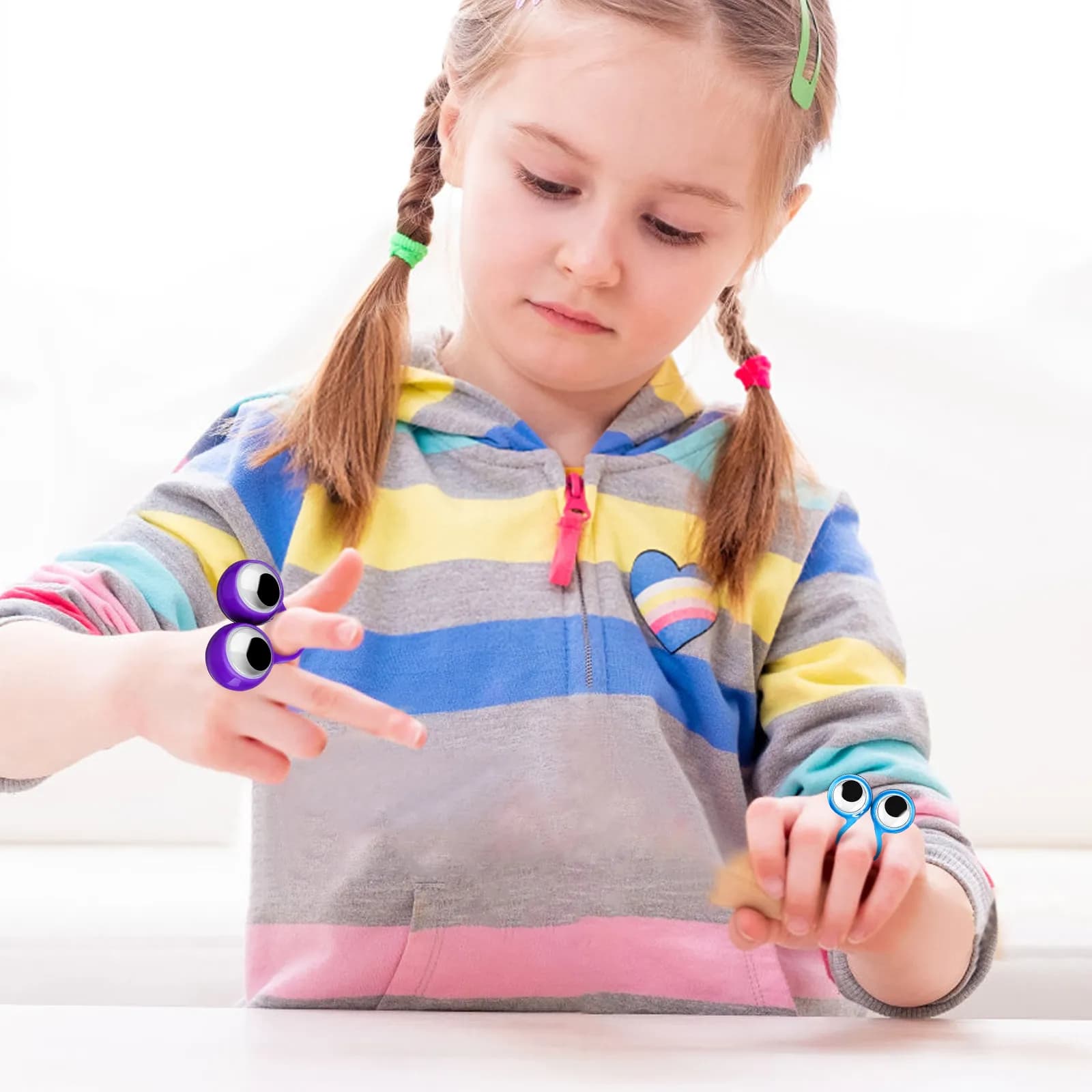 10 pezzi di innovativi giocattoli per le dita a forma di occhio, adorabili anelli da dito portatili per bambini, divertenti e educativi per l'apprendimento interattivo