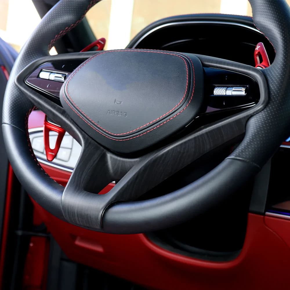 1PCS Auto Sport Flyer Cover Protective Carbon Fiber Fiber ABS Wood Grain For Genesis G80 RG3/GV70 2021-2024 LHD/RHD