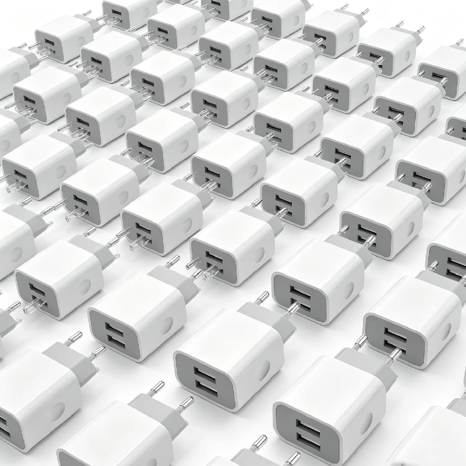 Dual USB EU Wall Charger White 5V 2A Home Travel Use EU Standard Plug Charging Adapter for Mobile Phones Multi‑Devices