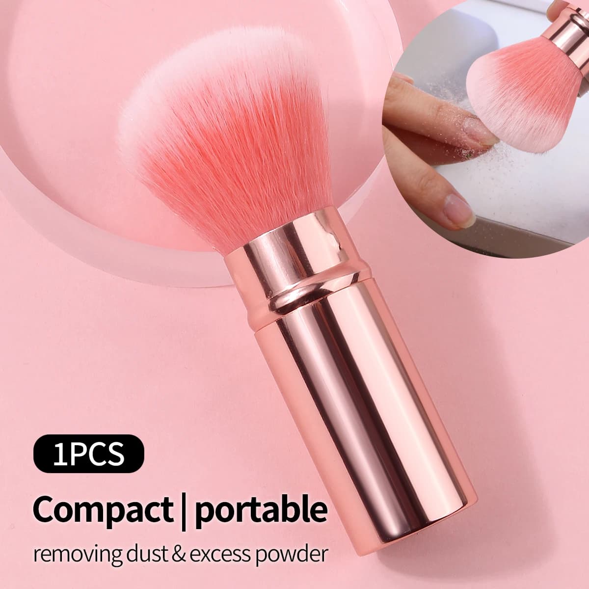 Pennello per il trucco a forma di fungo, pennello per il blush, pennello per la polvere libera, strumento per nail art, pennello per la pulizia delle unghie, pennello per la polvere delle unghie