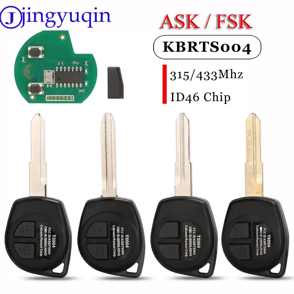 Jingyuqin ASK/FSK KBRTS004 Chiave telecomando per auto a 2 pulsanti 315Mhz/433Mhz ID46 Chip per Suzuki Swift Sx4 Alto Vitara Ignis Jimny Splash