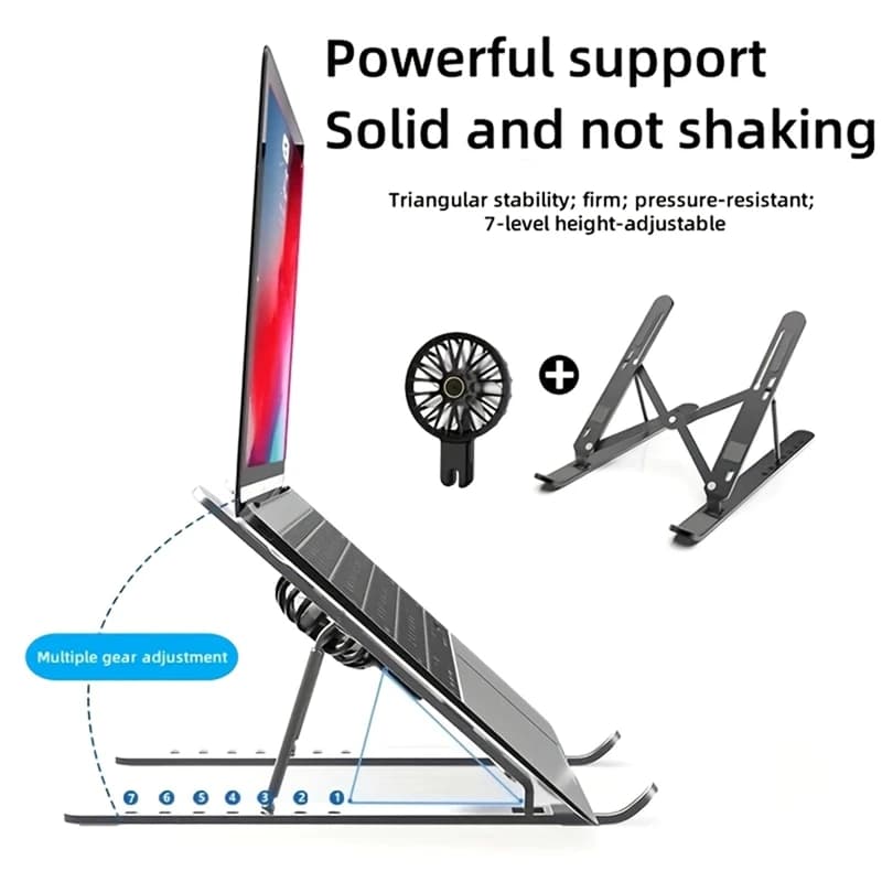 Supporto per ventola regolabile per laptop e base di raffreddamento con sollevamento stabile, adatto per laptop e tablet da 10-17 pollici B