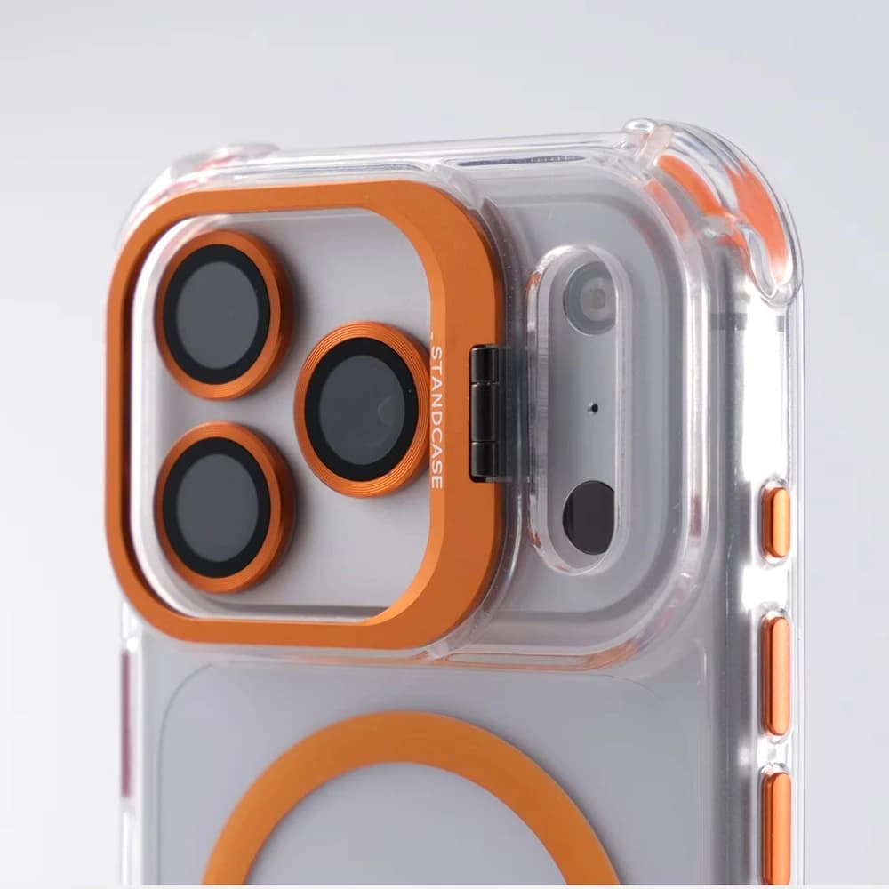 For MagSafe Magnetic Shockproof Clear Case For iPhone 17 16 Plus 15 14 13 12 Pro Max, Air Glass Lens Protect Stand Armor Cover