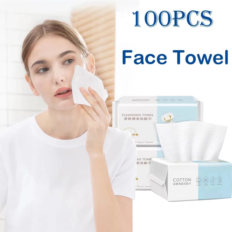 100 Pezzi Salviette Viso Monouso Naturali da Viaggio, per Pulizia Viso, Struccanti Umidi e Asciutti, in Cotone Perlato Morbido, Non Tessuto
