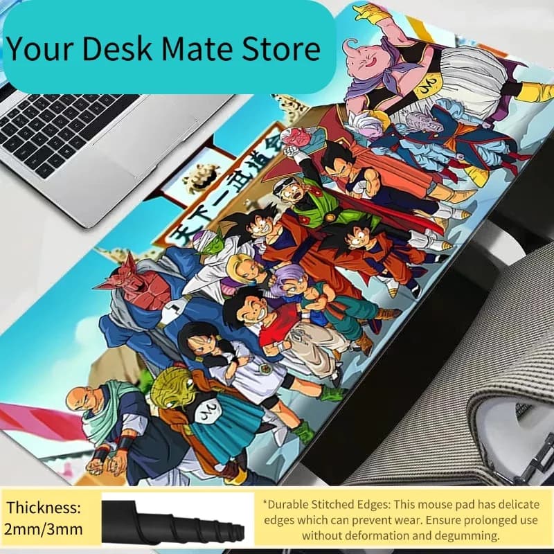 Tappetino per Tastiera da Gaming Grande, Tappetino per Mouse Anime Giapponese, Nuovo Tappetino XXL Nero DBZ Dragon Ball Z, Tappetino da Scrivania per PC Gamer