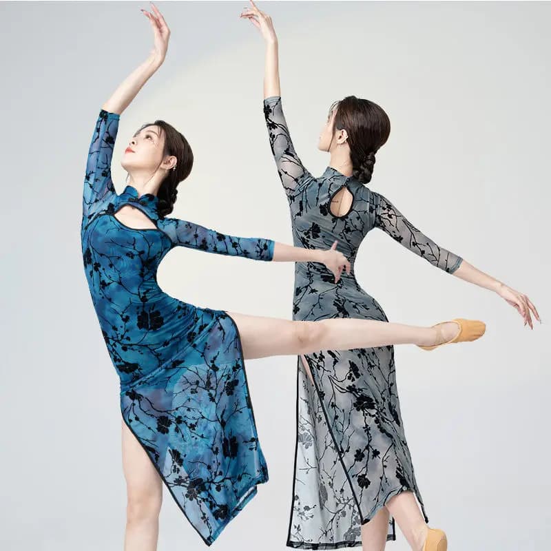 [Hot Sales In Stores]Classical Dance Improvement Slimming Qipao Skirt Dance Costume Chinese Dance Slimming Practice Performance