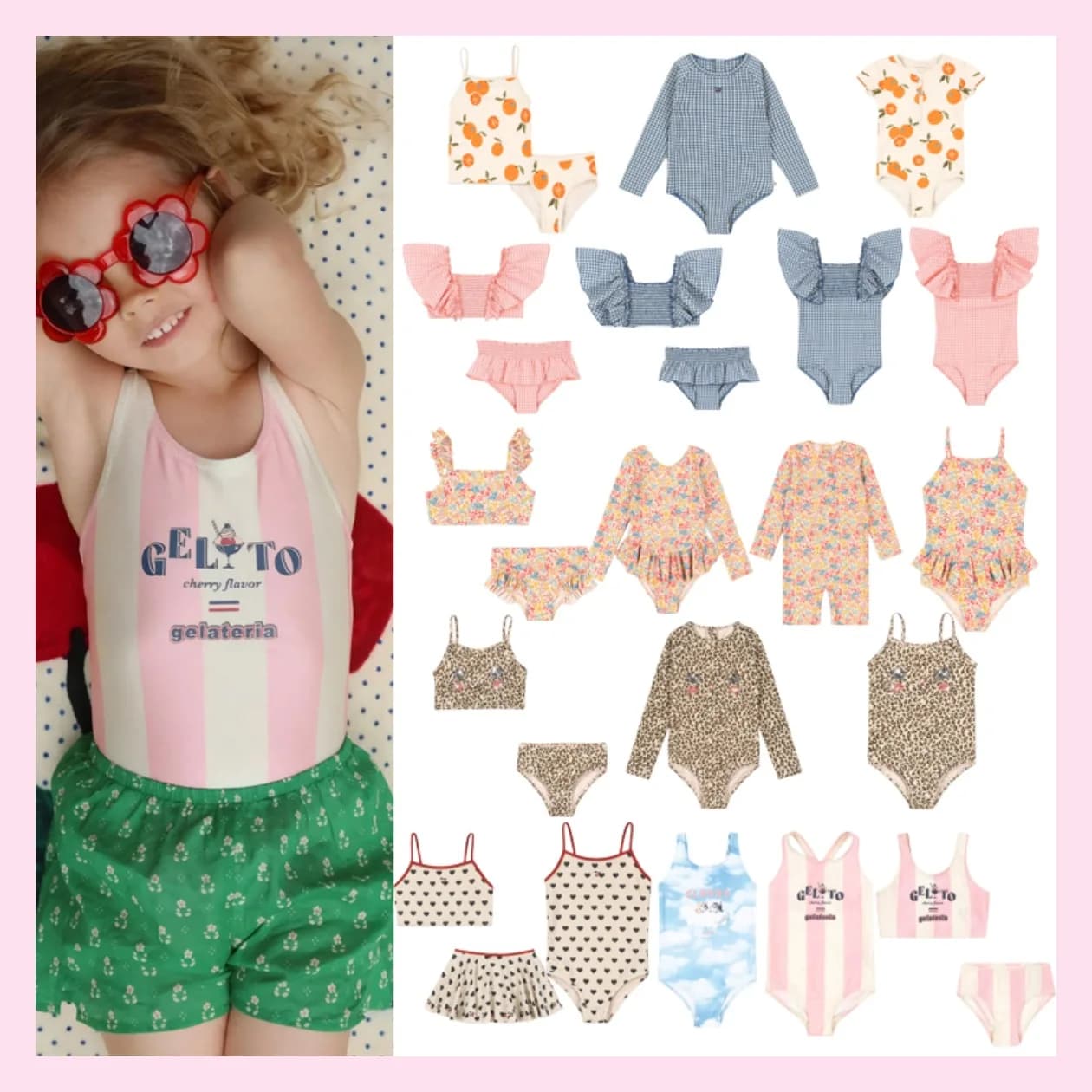 26KS swimsuit with cherry and straw-shaped glitter, Fruit Cute series [available]