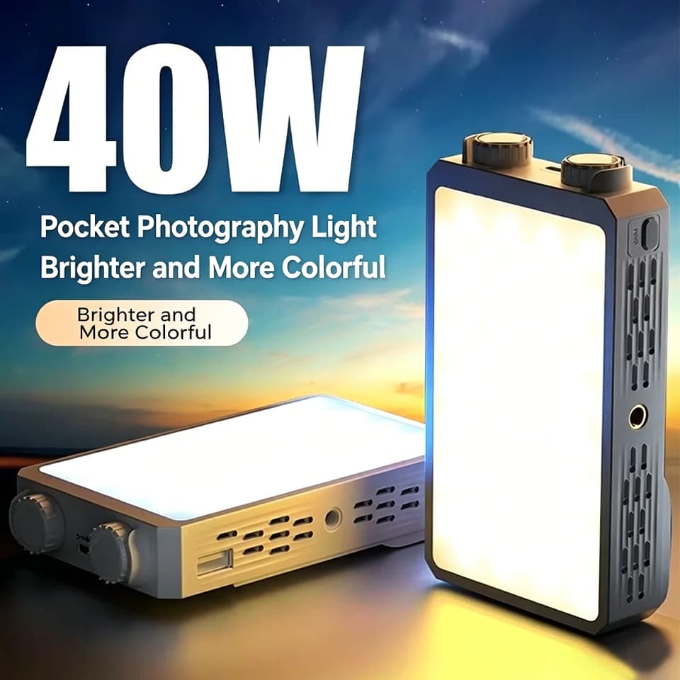 Nuova Luce LED Portatile Mini da 40W per Video con Batteria Ricaricabile Integrata e Funzione di Ricarica PD per Telefoni Cellulari - Modello 2026