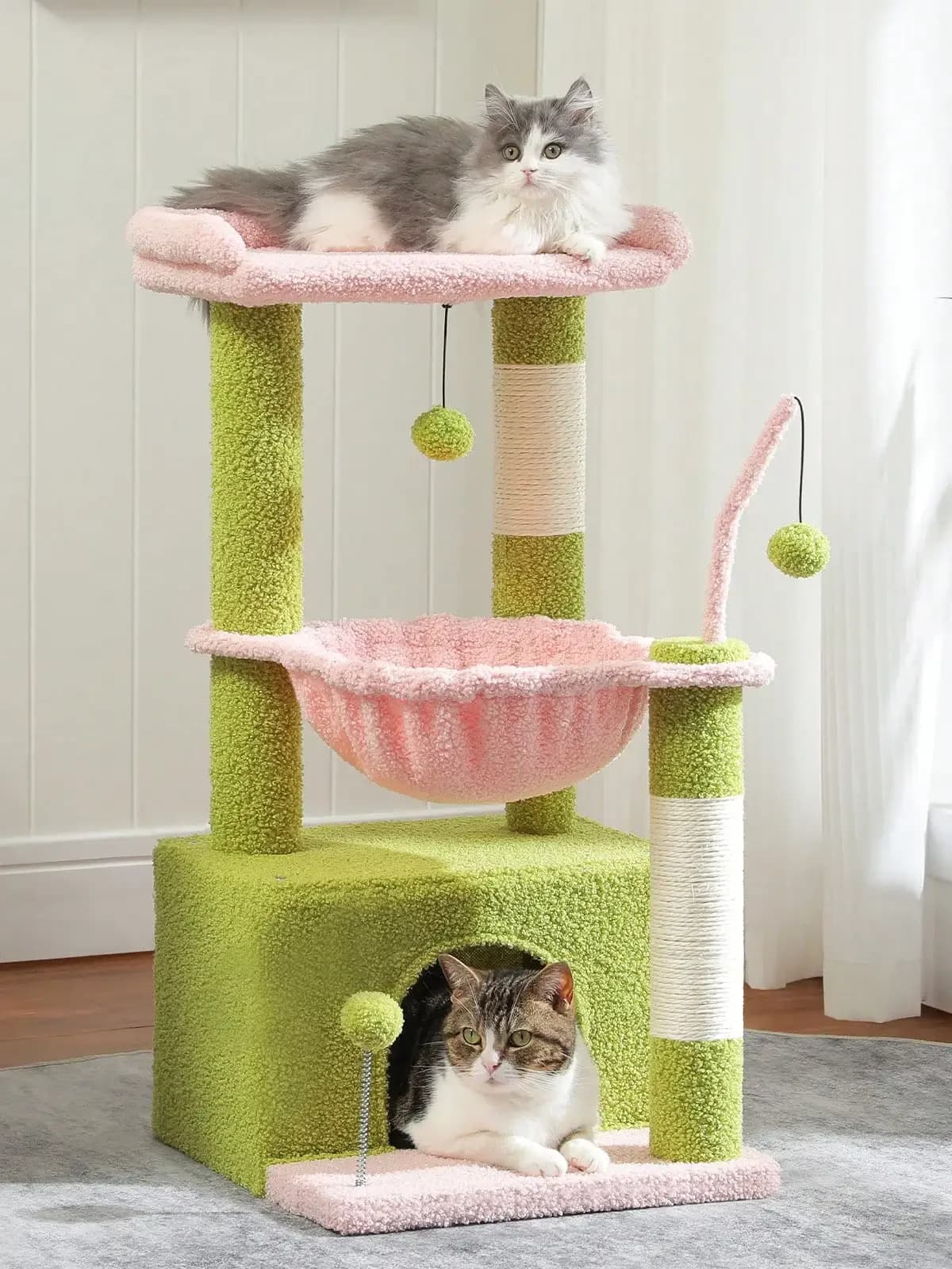 Albero per gatti Road 33'' Cactus, torre per gatti da interno con ampio appartamento, tiragraffi per gatti con amaca profonda