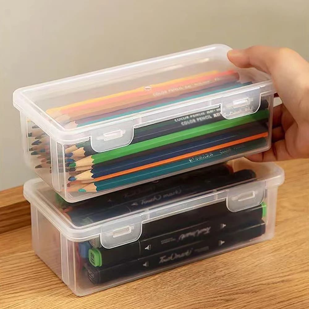 1-4 Scatola organizer da scrivania in plastica trasparente per riporre articoli vari, forniture per ufficio, penne, scatole per documenti, contenitori da cucina