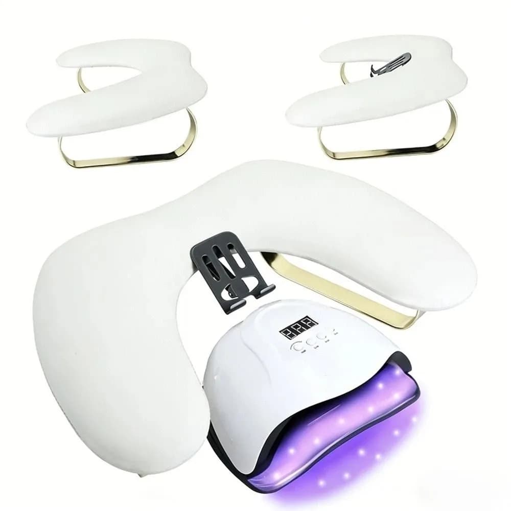 U Shaped Nail Arm Rest Cushion with Phone Holder Space-saving Nail Art Stand Soft Tilt Design Manicure Hand Pillow Manicure Tool