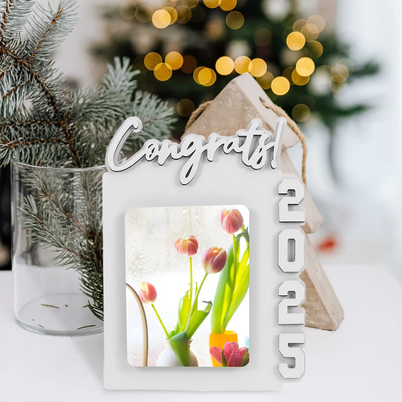 Graduation DIY Sublimation Blank Wood Photo Frame Desktop Picture Board Senior 2025 Graduation Present Home Office School Cafe