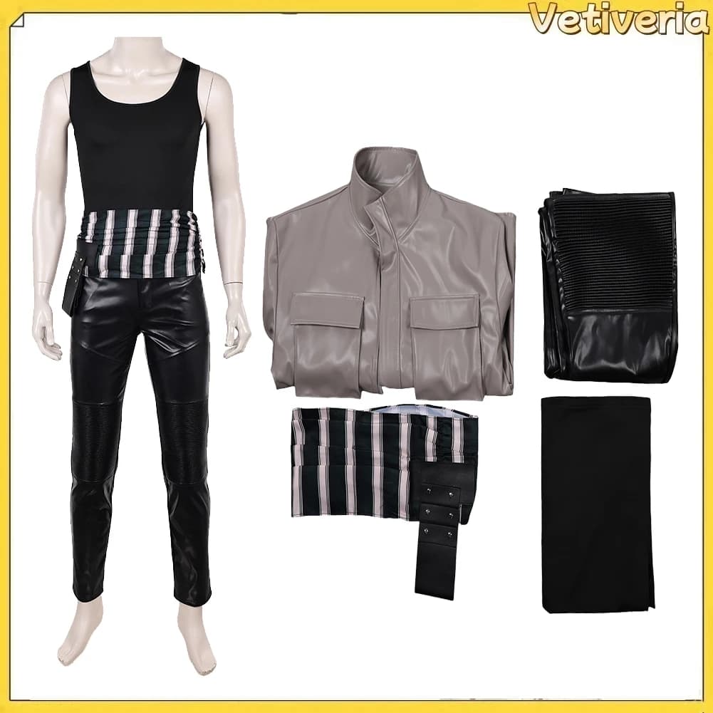Costume da Pirata Roronoa Zoro per Uomo Adulto, Set con Gilet, Cappotto, Pantaloni e Cintura, Abbigliamento per Feste di Halloween e Carnevale