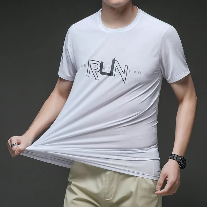 Ice Silk Short-sleeved Running T-shirt Men's Summer Thin Loose Breathable Sports Quick-drying Clothes Half-sleeve T-shirt Top