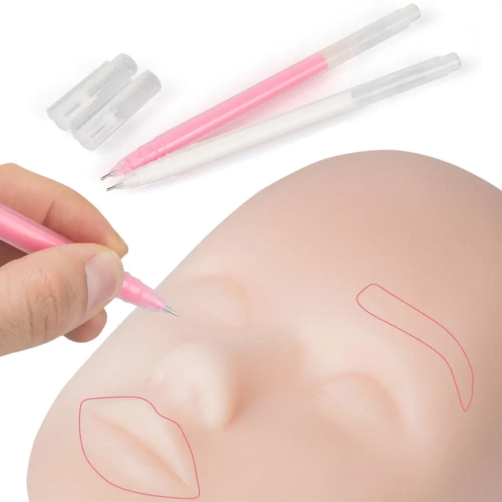 1Pc Microblading Matita per mappatura sopracciglia Penna permanente per linea di posizionamento del tatuaggio Penna gel per labbra per sopracciglia Strumento per trucco rosa/bianco
