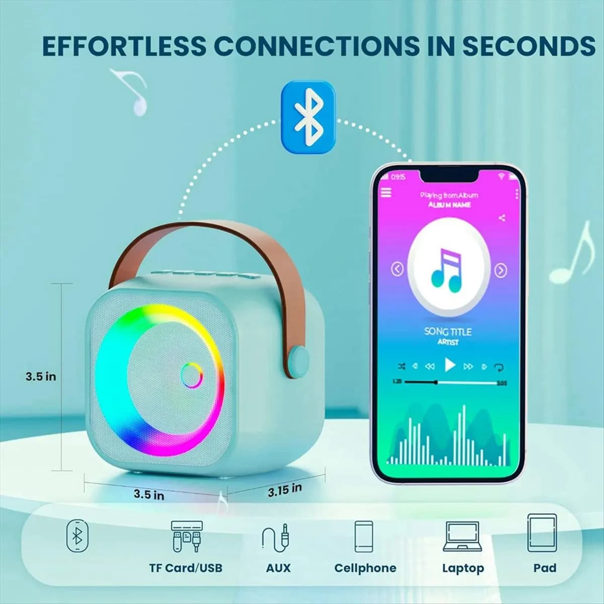 (A26M) Karaoke Machine, Portable Bluetooth Speaker with 2 Wireless Microphones, Karaoke Toys Gift Toys (Blue)