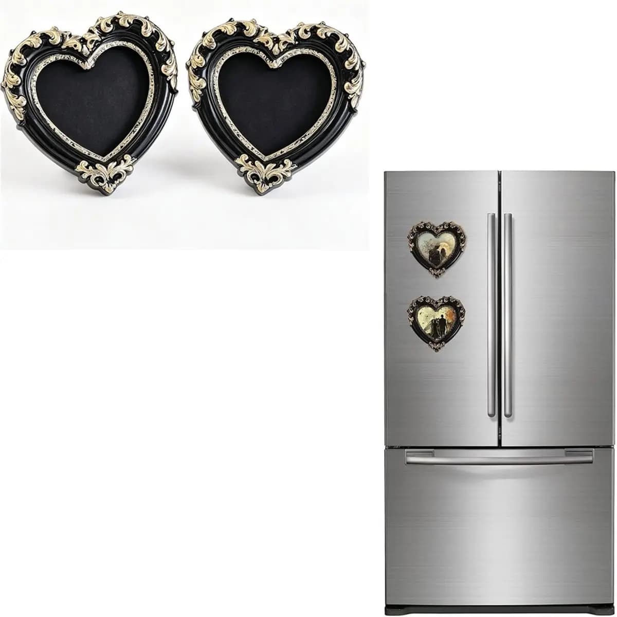 2-Pack DIY Magnetic Picture Frames for Refrigerator, 3.5x3.5 in Retro Mini Frames for Cabinet Door,Small Fridge Magnets