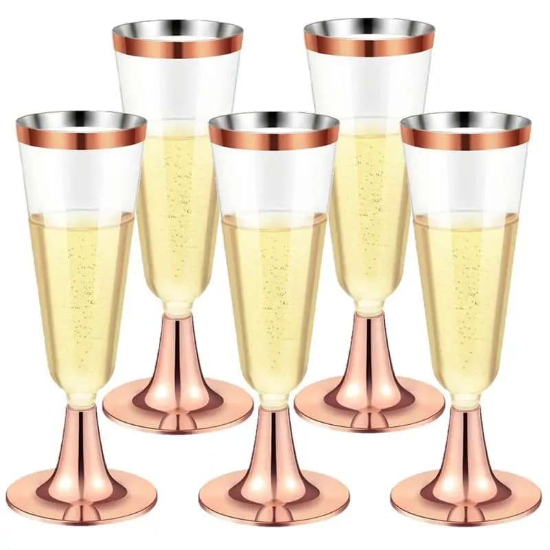 Bicchieri da vino AB15, bicchieri da champagne, riutilizzabili, con stelo, per feste e cocktail.