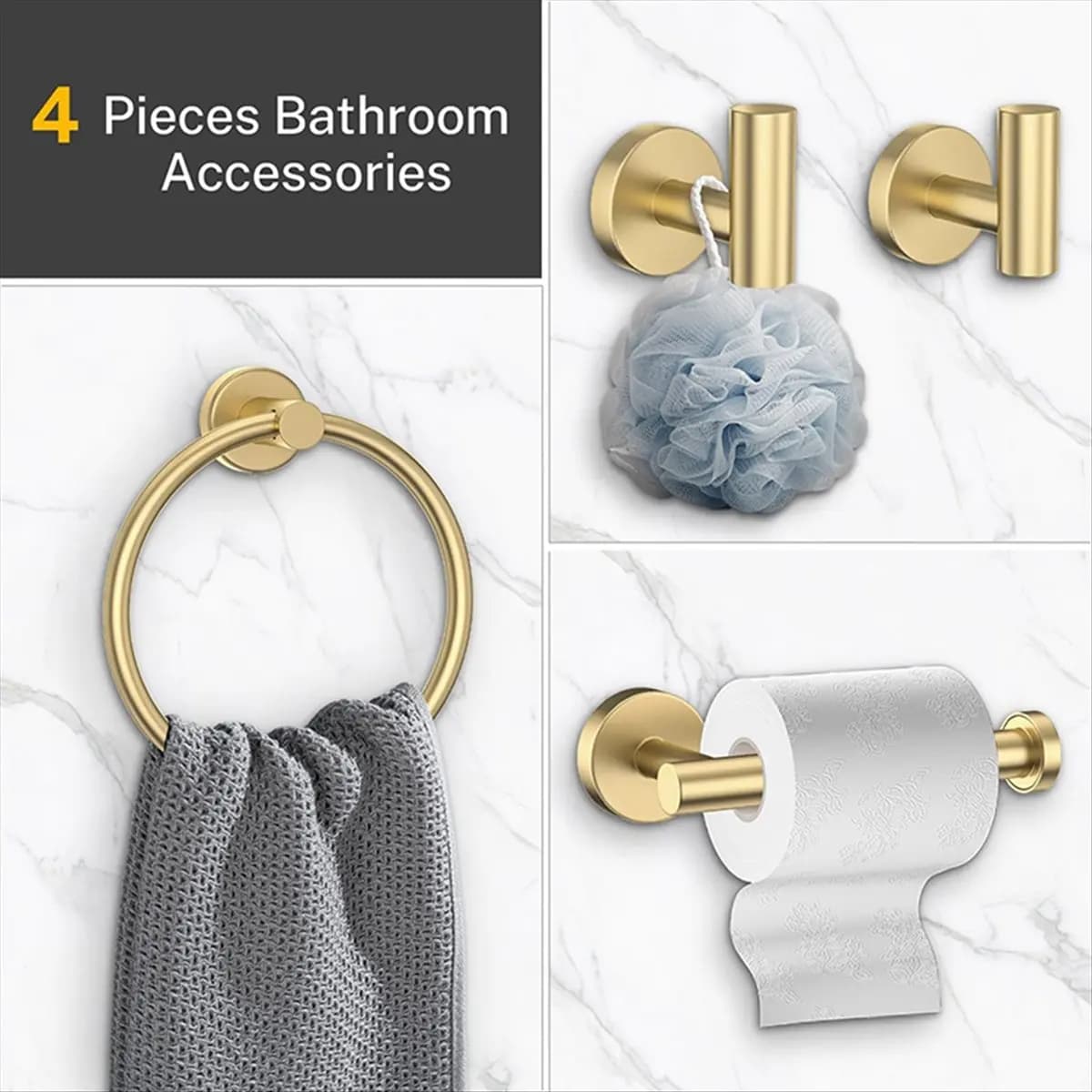 Nuovo set di accessori per il bagno Portaoggetti per il bagno di casa Porta carta igienica da 4 pezzi e portasciugamani Set portasciugamani da bagno