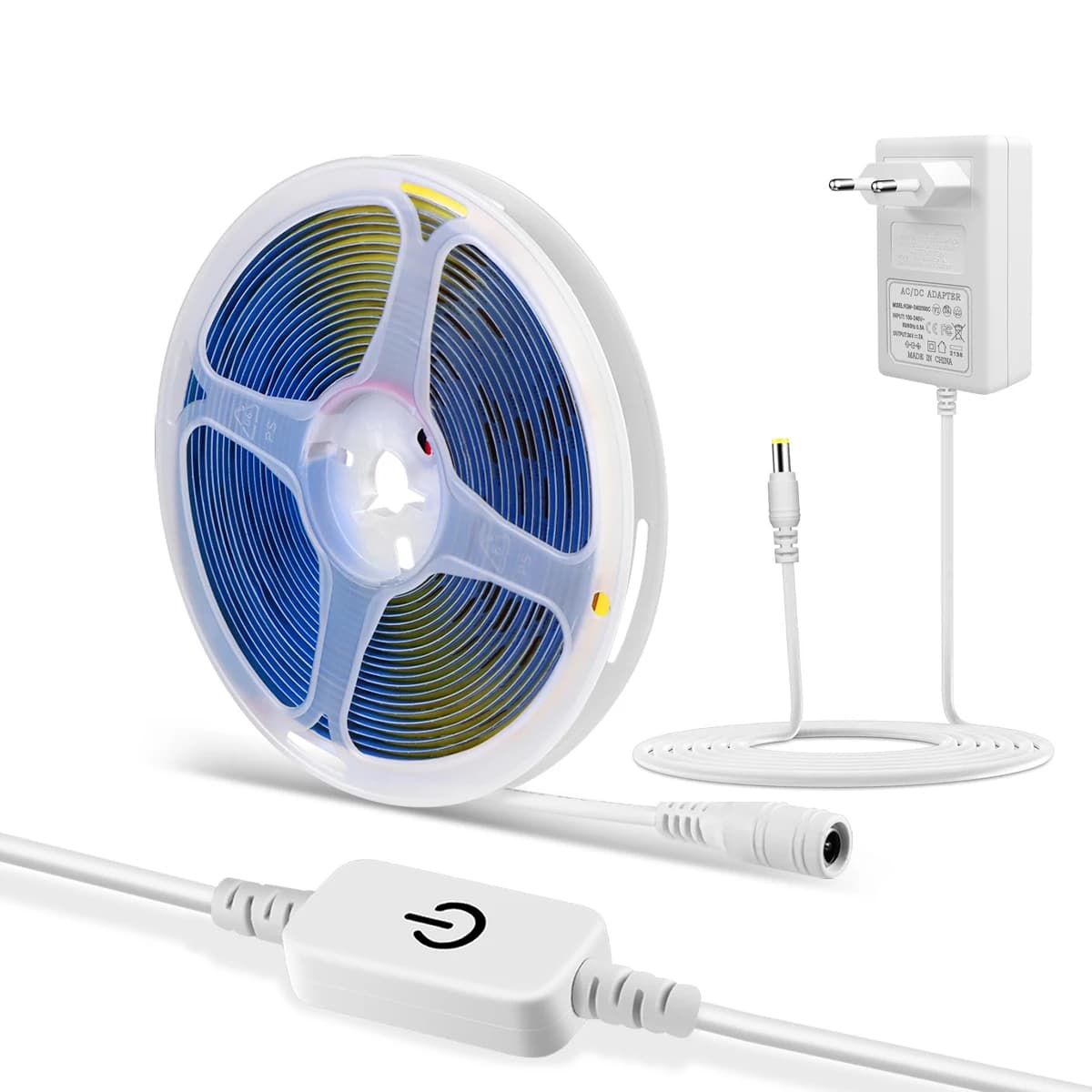 Striscia LED COB 12V Touch lampada a nastro lineare dimmerabile larghezza 8mm supporto adesivo flessibile striscia luminosa a Led con alimentatore
