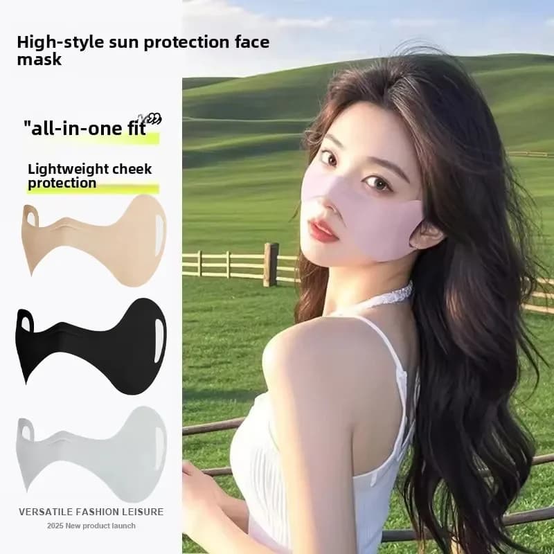 Nuova Maschera Viso in Seta Ghiaccio Traspirante con Protezione Solare, Sciarpa Anti-UV per Occhi, Maschera per Corsa, Golf e Ciclismo