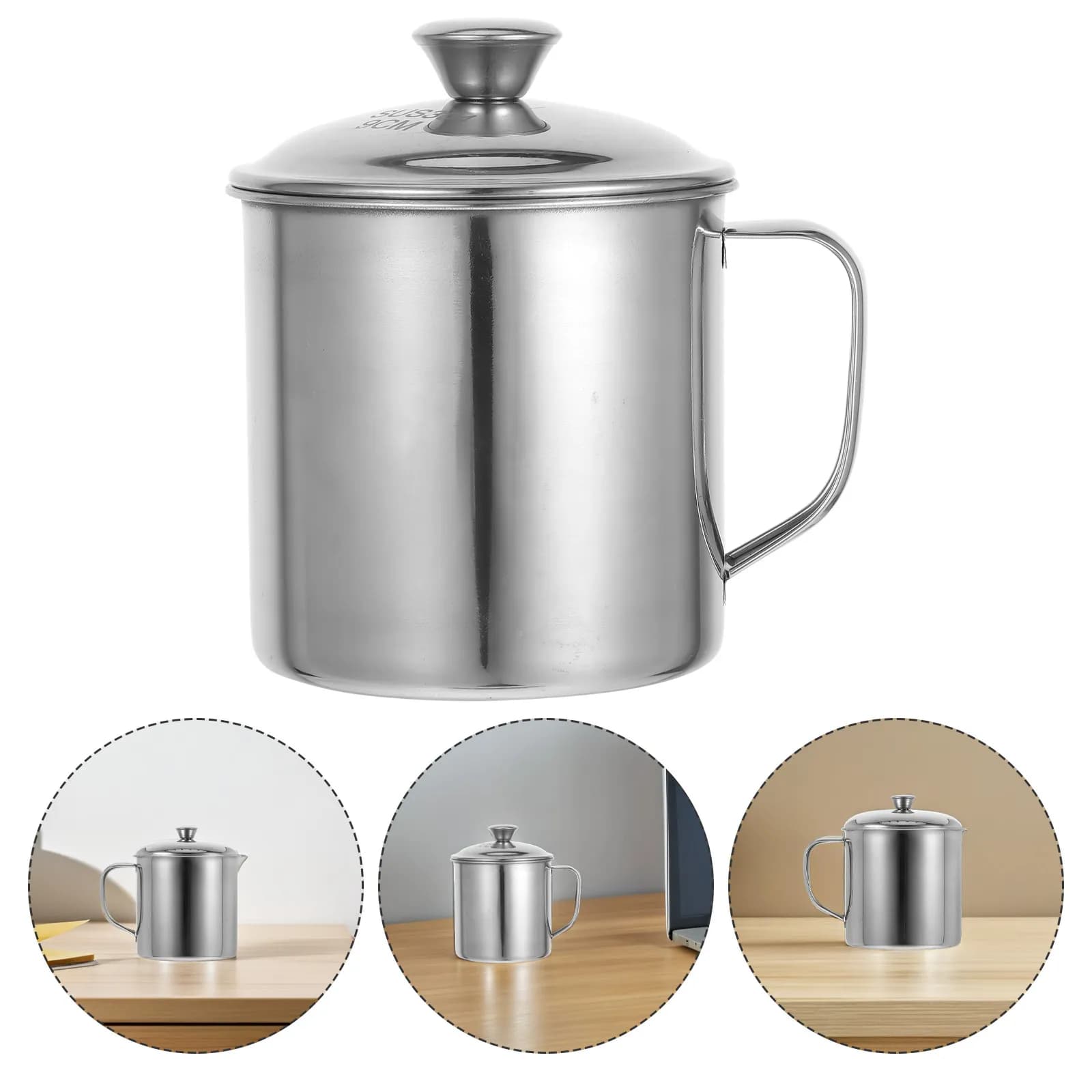 Stainless Steel Cup With Lid Reusable For For Coffee Travel Double Layer Insulated Tea Mug Handle Drink Camping