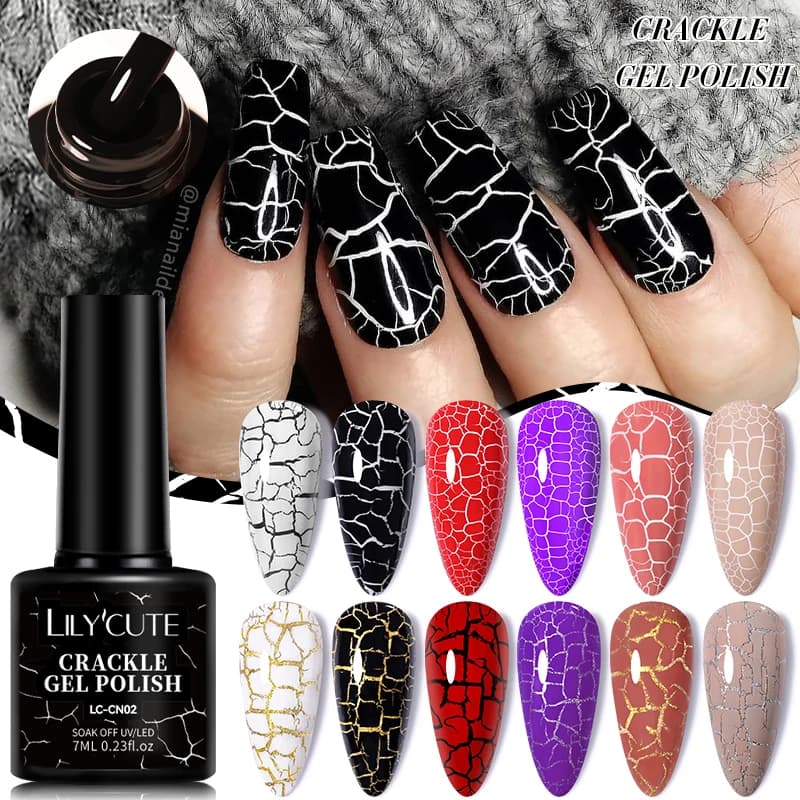 LILYCUTE 7ml Crackle Gel Smalto per unghie Quick Dry Marmo Cracking Effect Gel Semipermanente Soak Off Nail Art Vernice per manicure
