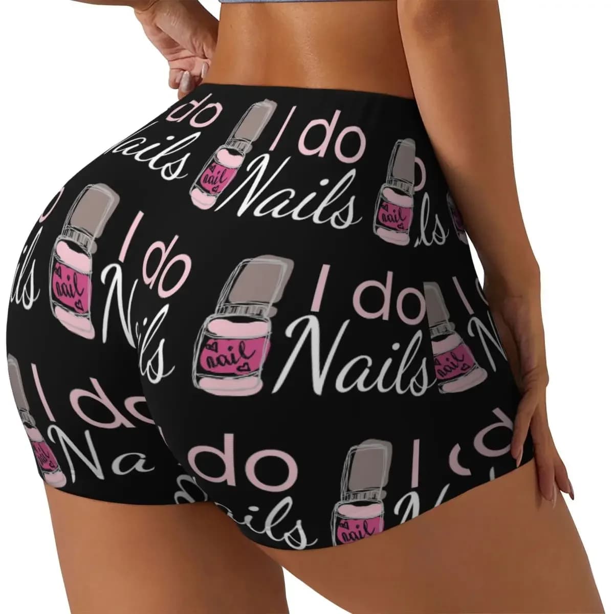 Custom I Do Nails Fingernail Manicure Studio Women Gym Workout Running Shorts Athletic Volleyball Biker Yoga Shorts