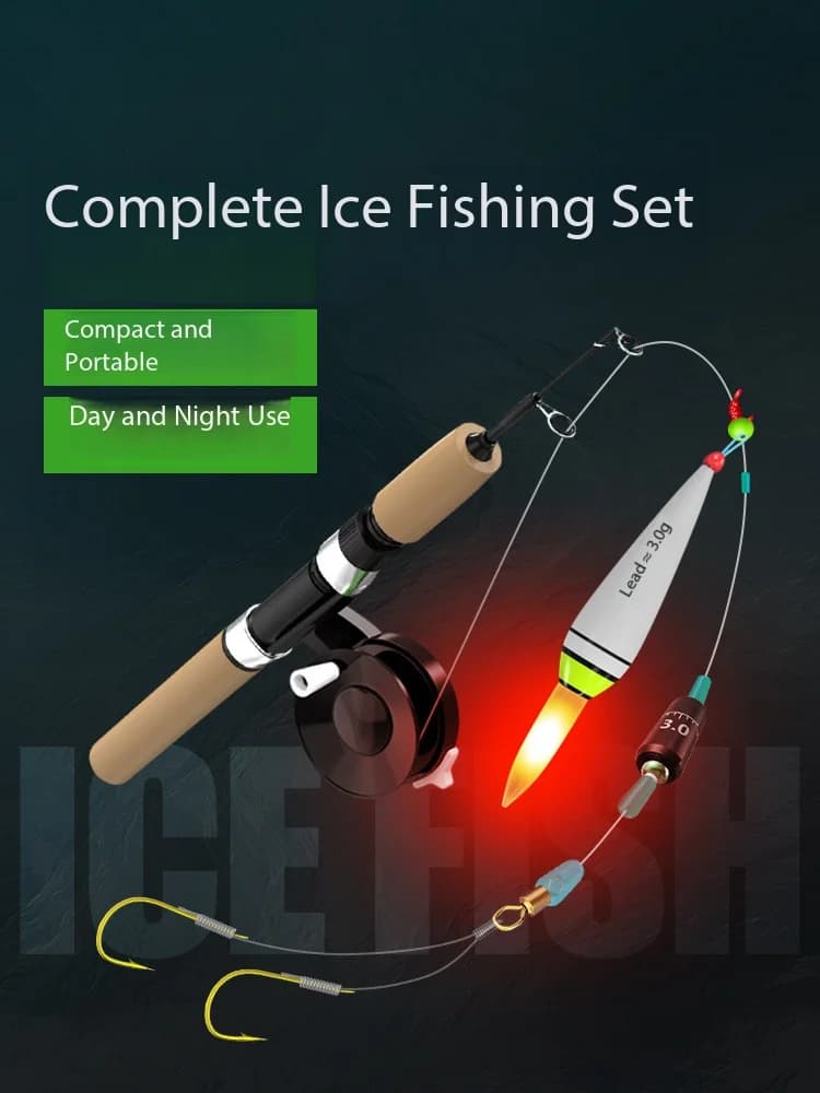 New Ice Fishing Rod Ultra Short Mini Telescopic ML3 Section Small Raft Rod Front Wheel Tied Line Set For Winter Fishing Rod Set