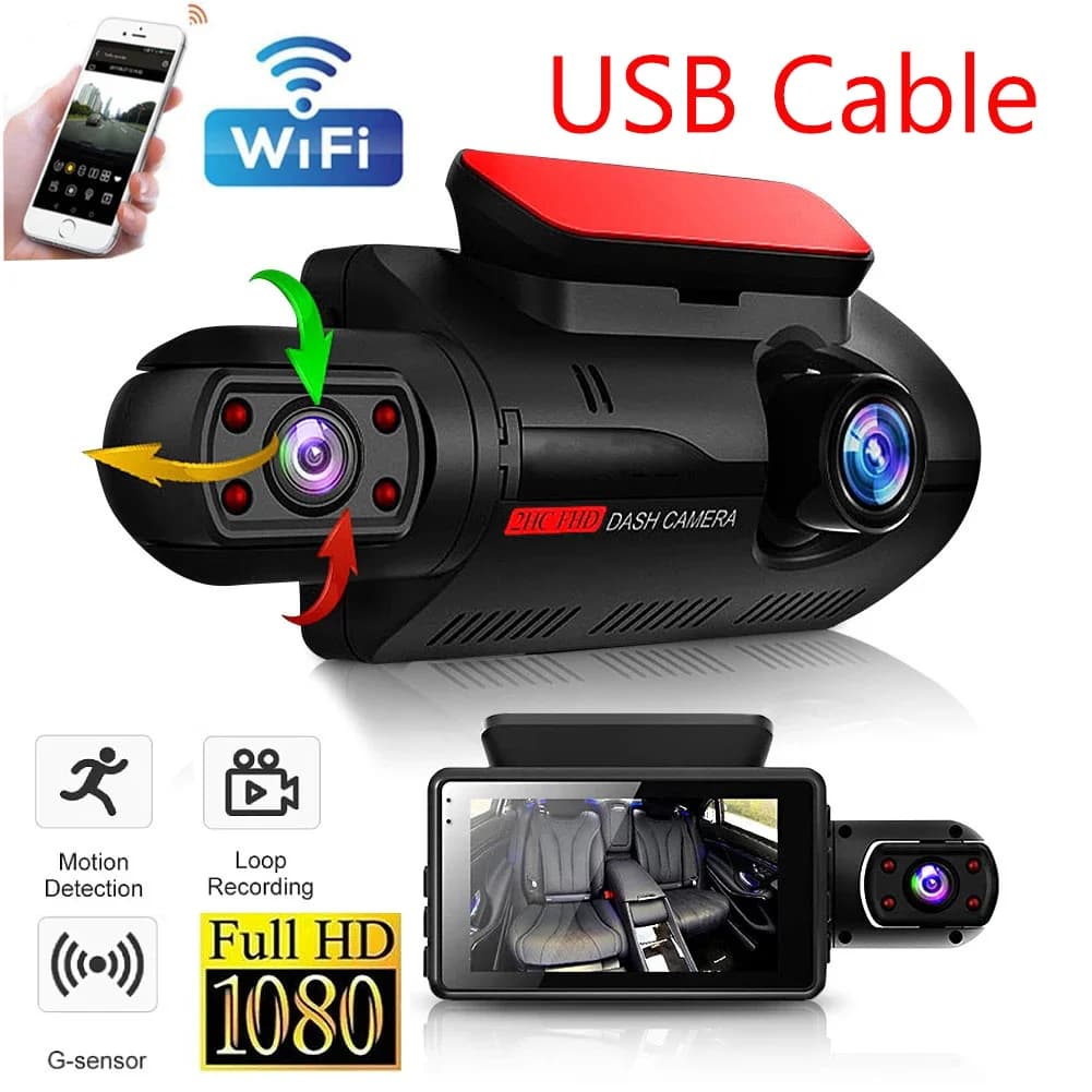 USB 2.0 Dash Recorder Camera 3 Pollici Auto DVR Doppia Macchina Fotografica Videoregistratore HD1080P G-Sensor Dash Cam 2024 Nuova Auto Dvr Doppia Macchina Fotografica