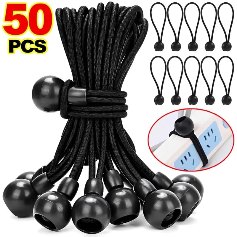 5-20Pcs Charge Cable Winder Elastic Ball Rope Bungee Cords Portable Tent Fixing Tarpaulin Awning Canopy Heavy Duty Tarp Tie Down