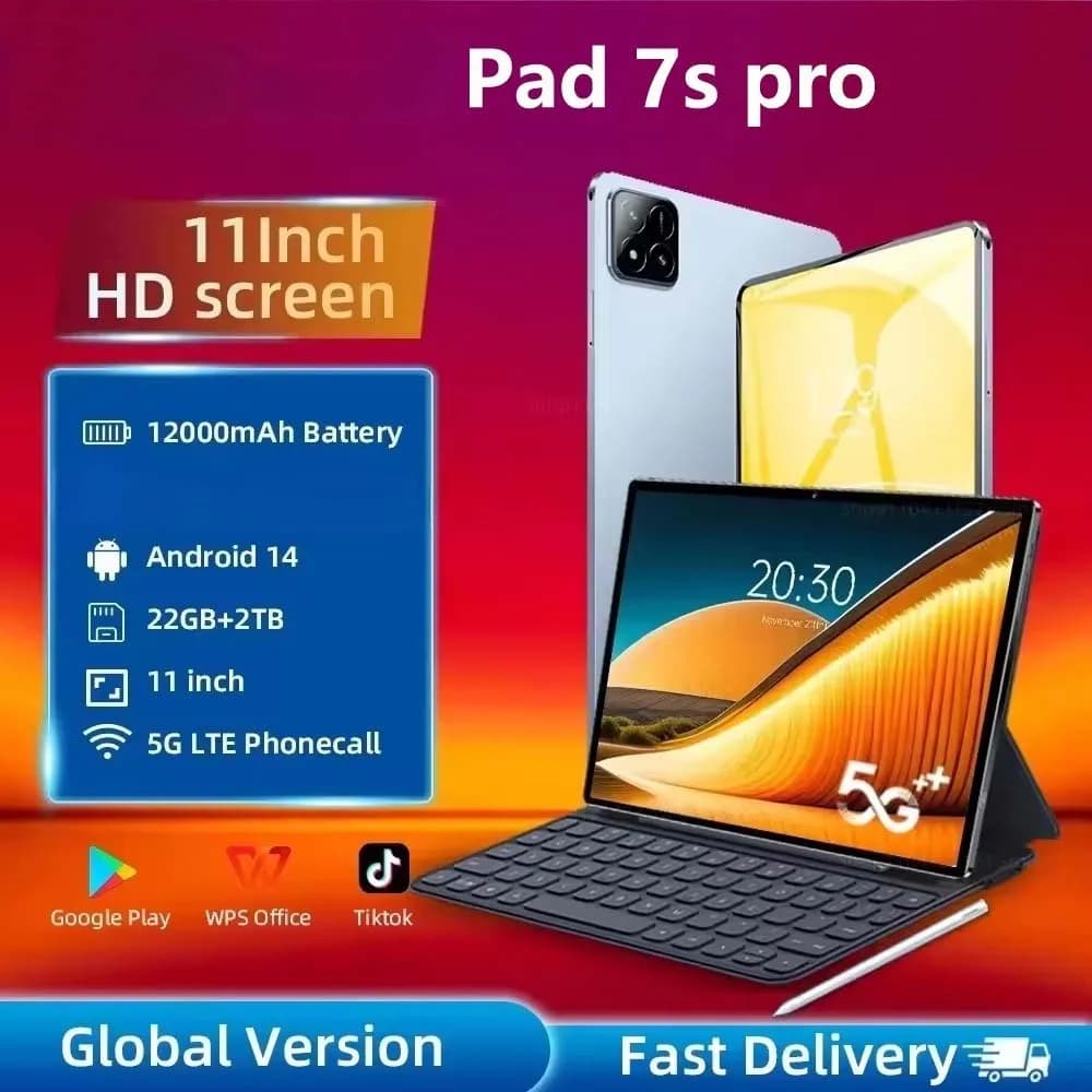 Tablet Originale 2026 Pad 7s Pro Versione Globale Android 14 per Bambini, 22GB+2TB, 5G Dual SIM, 11 Pollici, 20000mAh