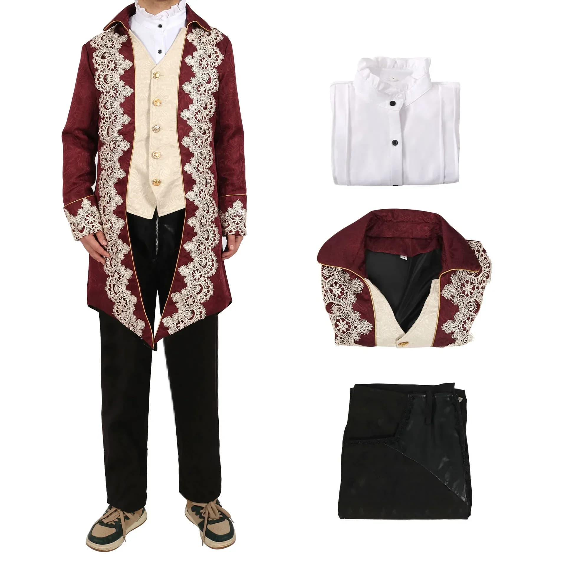 Redino medievale Uniforme Costume rinascimentale Homme Uomo Vintage Velluto viola Frac Giacca vittoriana gotica Steampunk