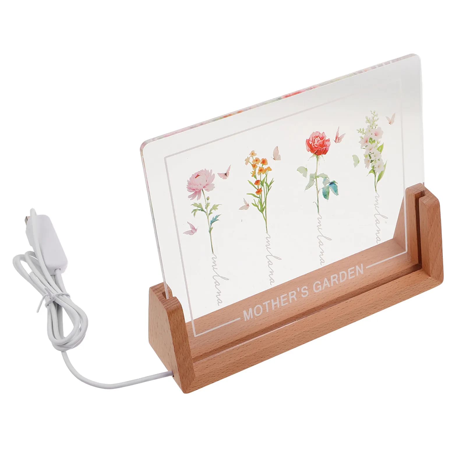 Acrylic Night Light Ornament Mum Gifts Desk Lamp Birthday for Mom Delicate Table Bedroom