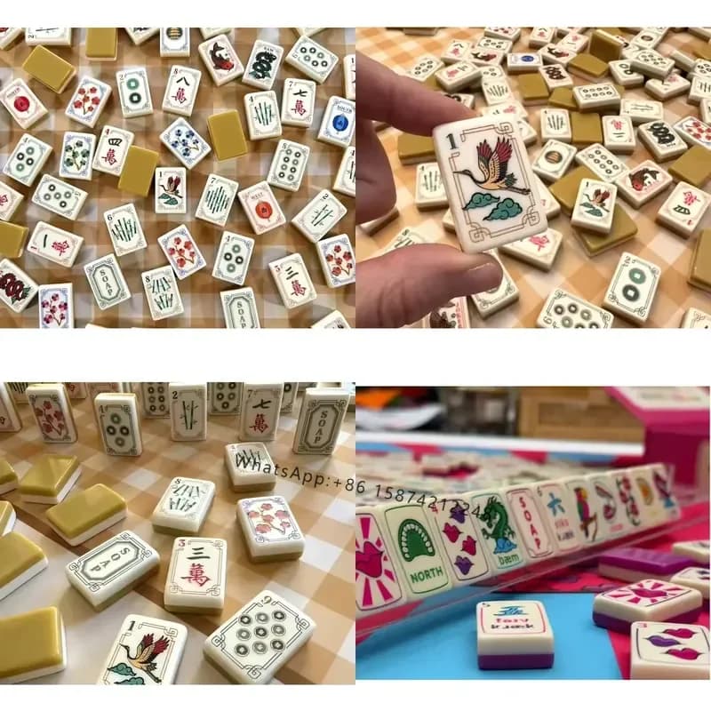 Sunday Mahjong Tiles Set Butterscotch 2 Layer Morning Turmeric Large Resin plum Gold Engraved American Mahjong