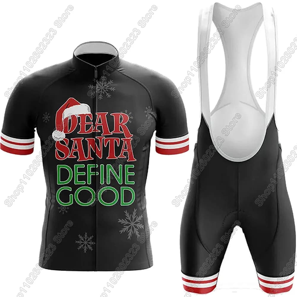 Maglia da ciclismo Santa 2025 Set Abbigliamento da bicicletta estivo da uomo Camicie da bici da strada Completo da bicicletta Pantaloncini con bretelle MTB Ropa Maillot