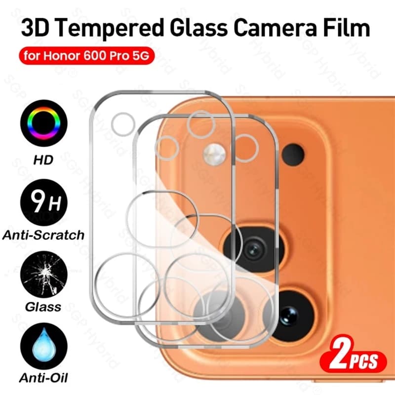 2 Pezzi Pellicola Protettiva 3D in Vetro Temperato Curvo per Fotocamera Honor 600 Honor600 Pro, Pellicola per Lenti Smartphone