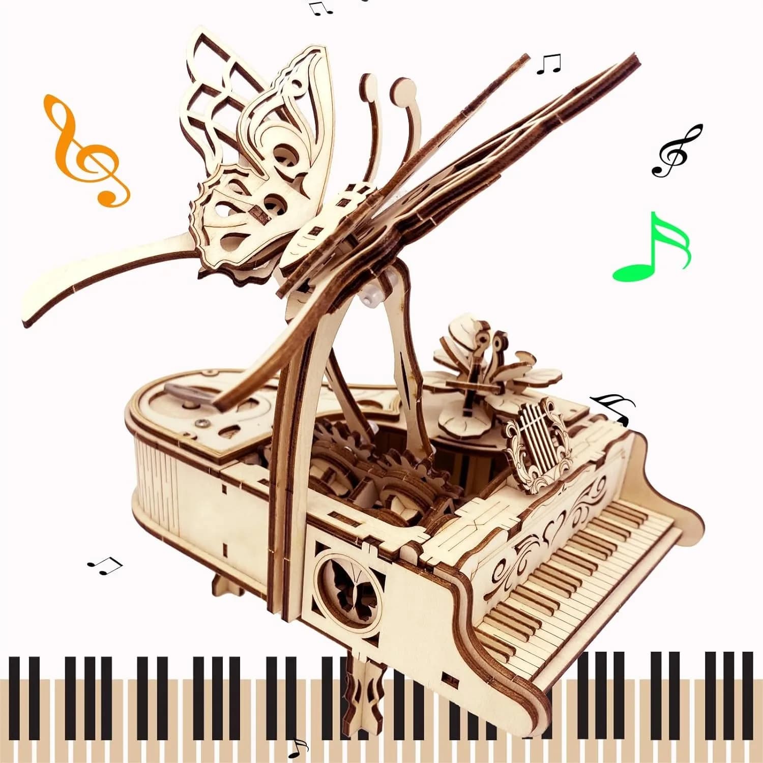 Puzzle 3D per Adulti - Fantastico Carillon a Forma di Pianoforte, Kit Fai-da-Te in Legno, Modello Meccanico da Costruire, Età 14+
