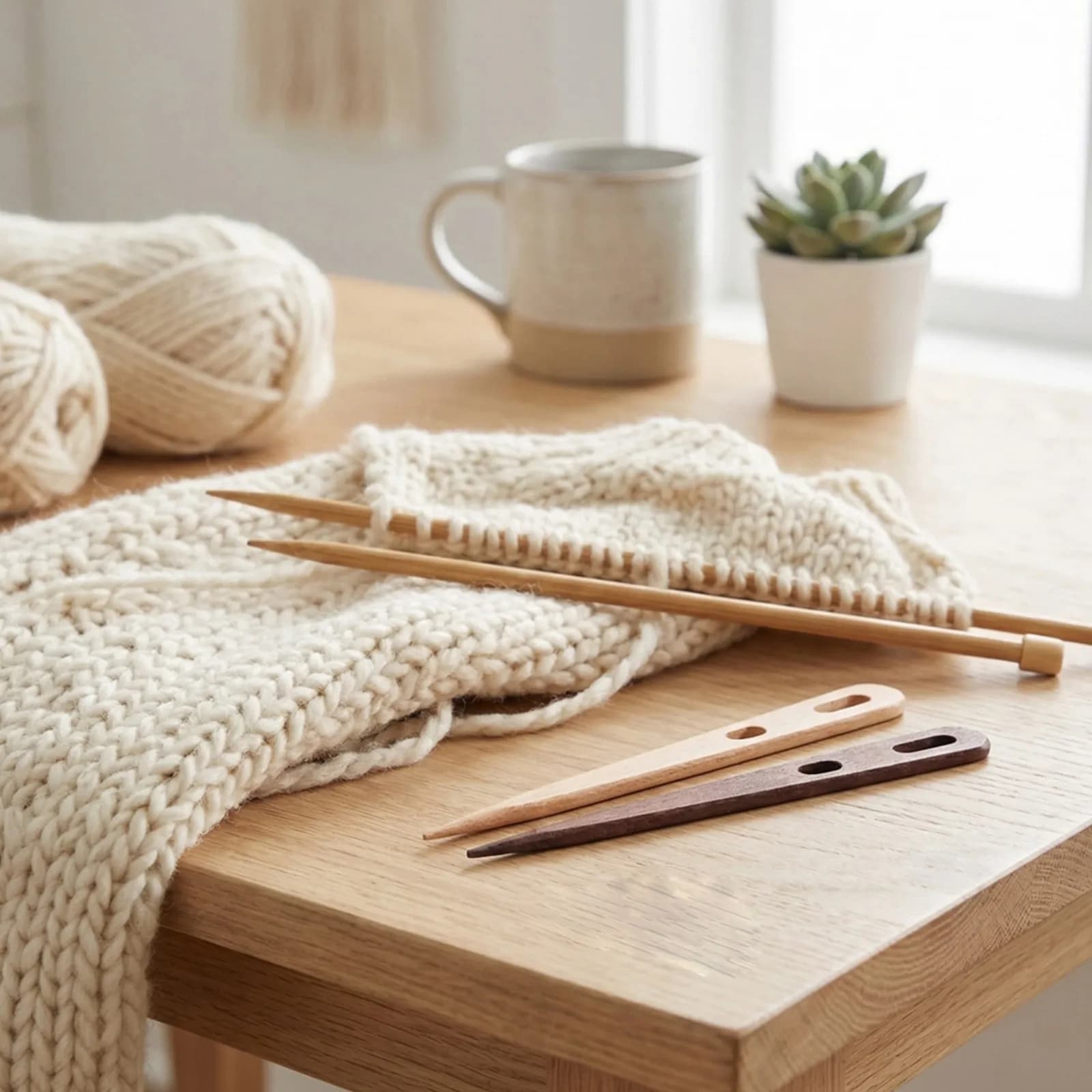 3Pairs Large-Eye Tapestry Needle Double Hole Wooden Weaving Tools for Hand Knitting Scarf Macrame Yarn Needlework Crochet