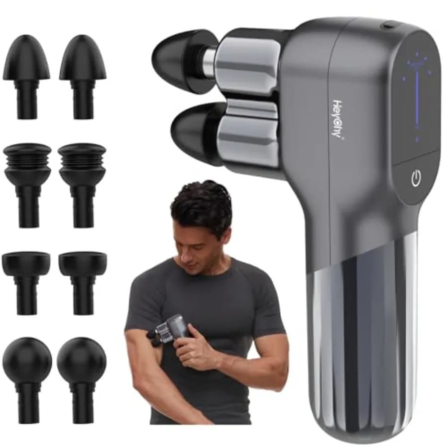 Portable for deep tissue percussion massage with double head design for active athletes and individuals, ideal for muscles