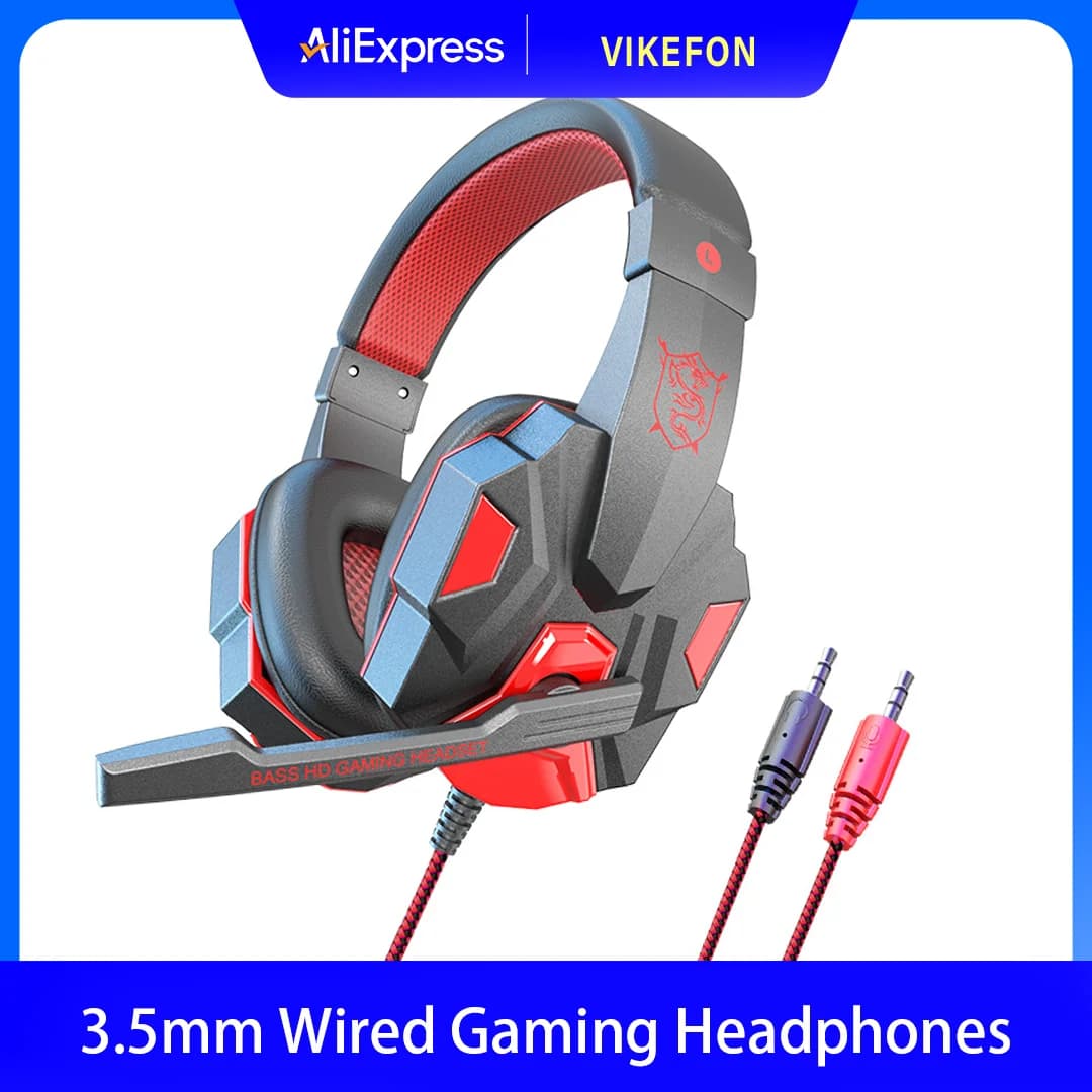 3.5mm Wired Gaming Headphones With Microphone 120° Adjustable PC Bass Stereo Gamer Headset For PS4 PS5 Xbox Smartphone Laptop