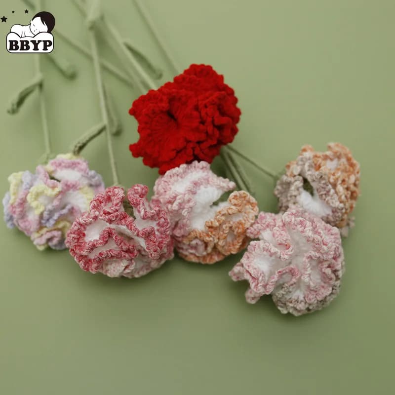 Amigurumi Crochet Yarn Garofano Home Decorations Wool Handcrafted Flowers Wintersweet Artificial Plant Room Nursery House December