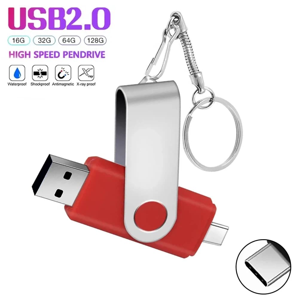 Chiavetta USB di alta qualità 128M 128GB TYPE-C Logo personalizzato gratuito 256MB 1GB 2GB Pendrive ruotabile 64GB Memory Stick con capacità reale