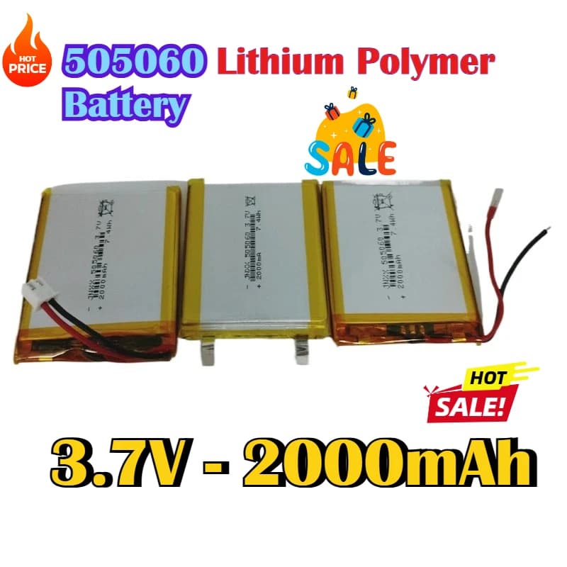 505060 Batteria ai polimeri di litio 3.7V 2000mAh Batteria ricaricabile per Walkie Talkie Altoparlante Bluetooth PDA POS GPS M43HD