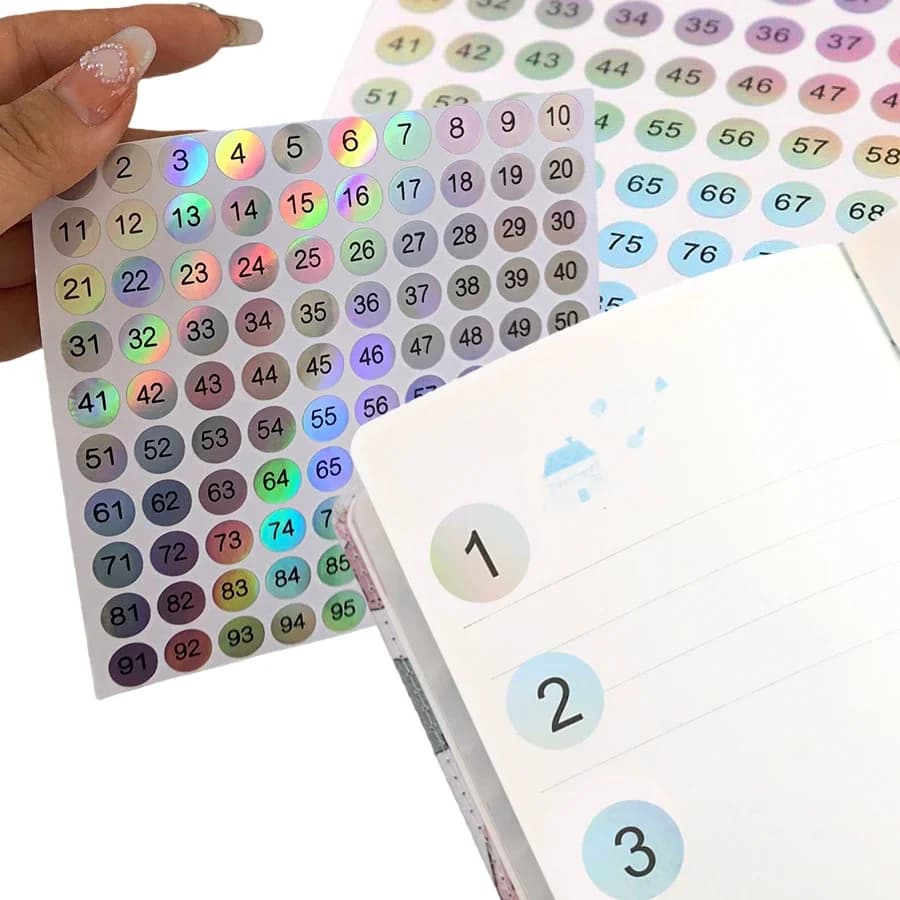 3 Fogli di Adesivi Numerici, Etichette da 1 a 100 per Fai da Te, Bottiglie di Smalto, Scrapbooking, Diario, Adesivi Digitali