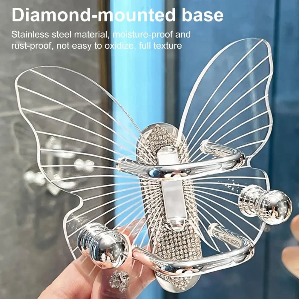 Support for transparent hook Strong butterfly-shaped load Simple installation Self-adhesive keychain Towel Hook