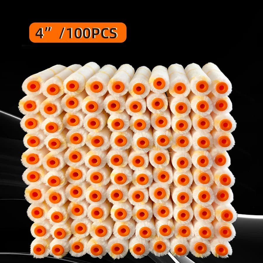 Set di 100 Mini Rulli per Pittura Senza Pelucchi da 4 Pollici, Pennelli a Rullo per Riparazione Angoli e Bordi, per Pittura Murale e Rivestimenti in Lattice