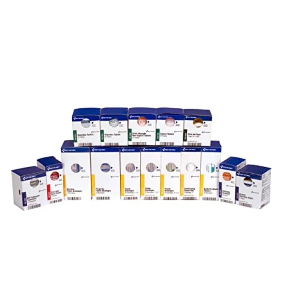 Kit di Pronto Soccorso SmartCompliance per 50 Persone, Ricarica di Forniture per Luoghi di Lavoro e Casa, 237 Pezzi, Blu